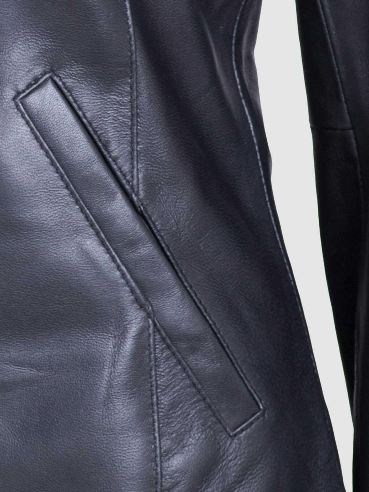 Leather Collarless Jacket