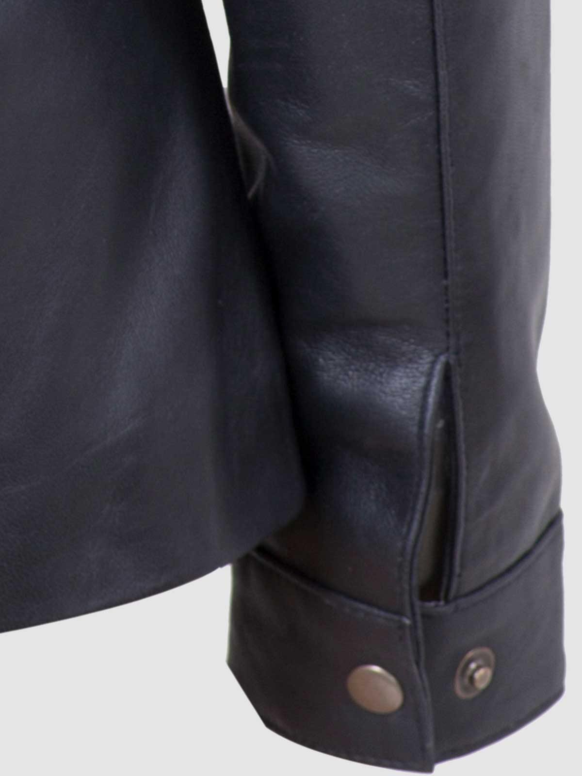 Leather Collarless Jacket