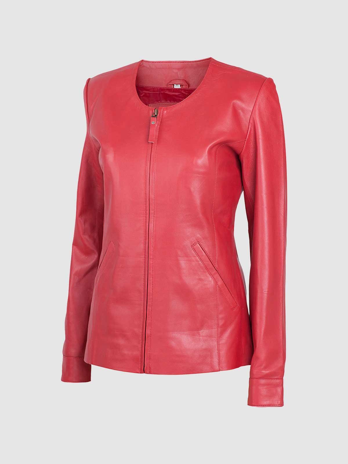 Leather Collarless Jacket