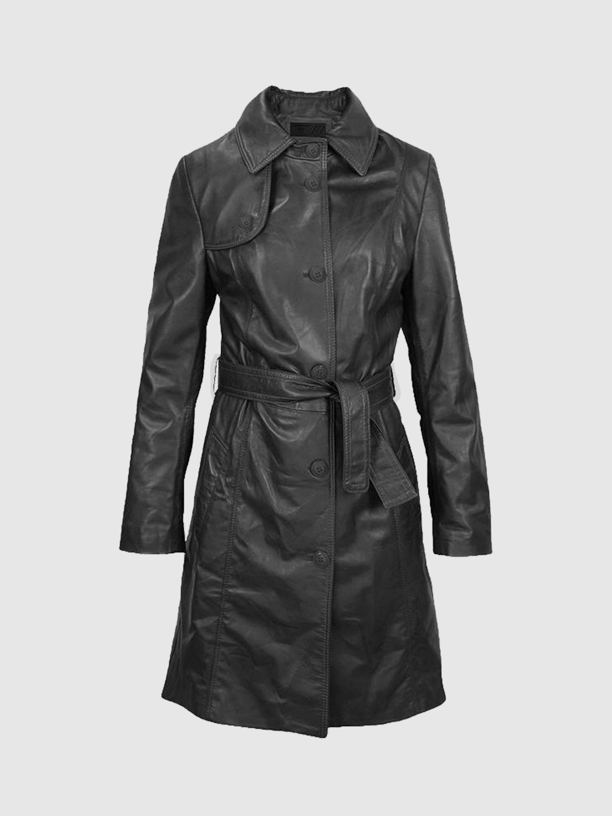 Urban Voyager Women's Long Leather Coat