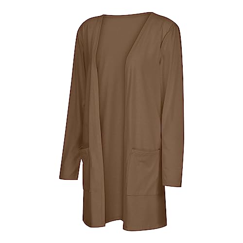 Lightweight Cardigan for Women 2024 Fall Casual Solid Long Sleeve Open Front Cardigans Outwear with Pockets