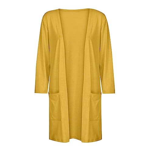 Lightweight Cardigan for Women 2024 Fall Casual Solid Long Sleeve Open Front Cardigans Outwear with Pockets