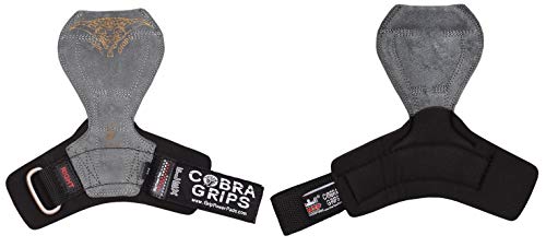2018 Cobra Grips Flex Model Weight Lifting Gloves Heavy Duty Straps Alternative Power Lifting Hooks Best for Deadlifts with Padded Wrist Wrap Support Bodybuilding (Medium, Gray Leather)