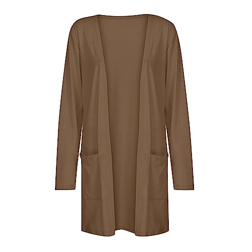 Lightweight Cardigan for Women 2024 Fall Casual Solid Long Sleeve Open Front Cardigans Outwear with Pockets