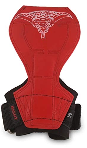 2018 Cobra Grips Flex Model Weight Lifting Gloves Heavy Duty Straps Alternative Power Lifting Hooks Best for Deadlifts with Padded Wrist Wrap Support Bodybuilding (Large, Red Rubber)