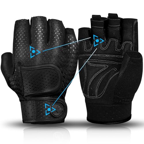 MOREOK Workout Gloves Padded Weight Lifting Gloves for Men/Women, [3MM Gel] Fingerless Grip Gym Gloves Fitness Gloves Black-S