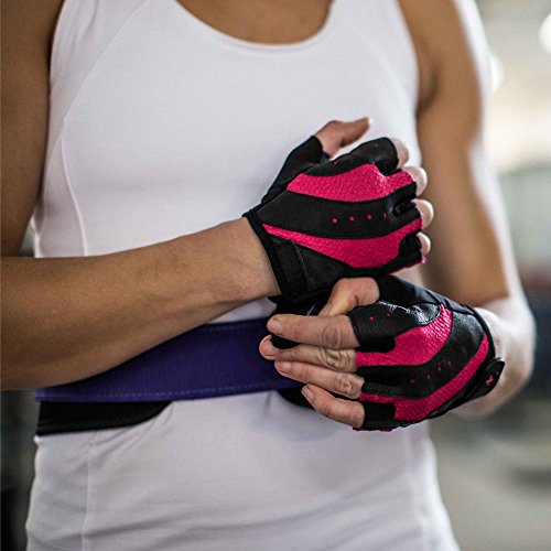 Harbinger Women's Pro Gloves with Vented Cushioned Leather Palm for Weightlifting, Training, Fitness, and Gym Workouts Small
