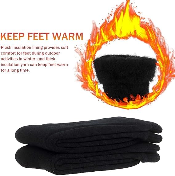 Thermal Socks for Men Thick Insulated Heated Socks Winter Warm Socks for Cold Weather, A-Black(4 Pairs)