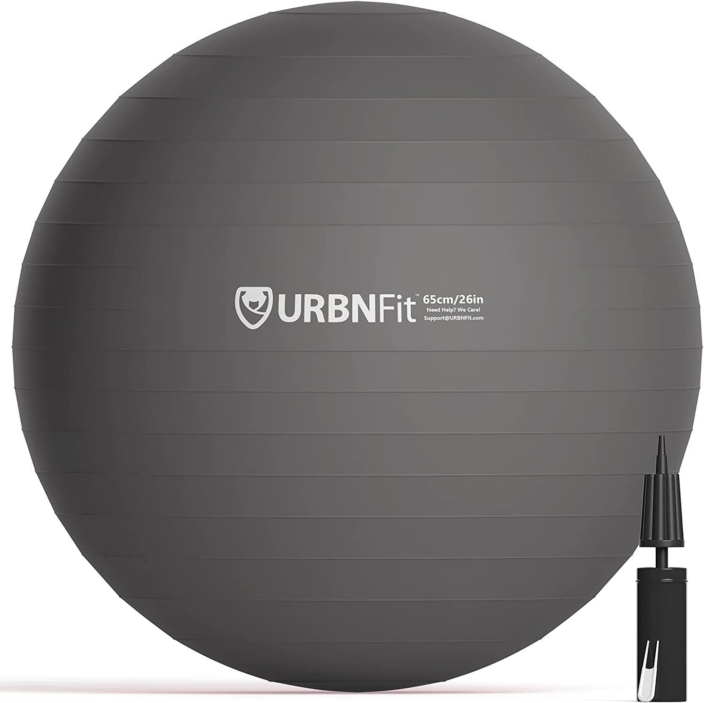 URBNFit Exercise Ball - Yoga Ball in Multiple Sizes for Yoga, Pilates, Pregnancy, Stability - Anti-Burst Swiss Balance Ball w/Quick Pump – Office Ball Chair for Home and Gym – 26 Inch - Silver