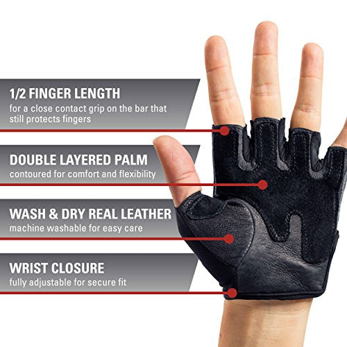 Harbinger Women's Pro Gloves with Vented Cushioned Leather Palm for Weightlifting, Training, Fitness, and Gym Workouts Small
