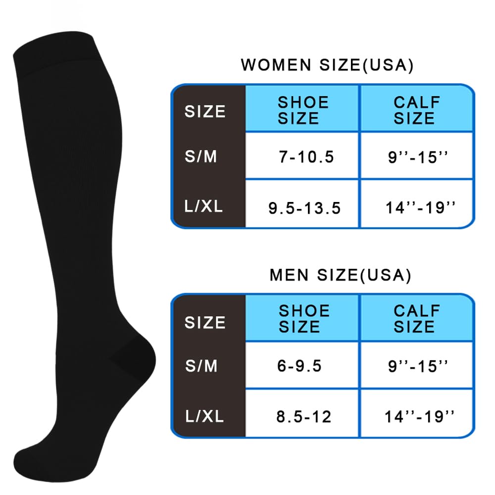 Aoliks Compression Socks for Women & Men,Knee High Support Socks for Flying Running Athletic