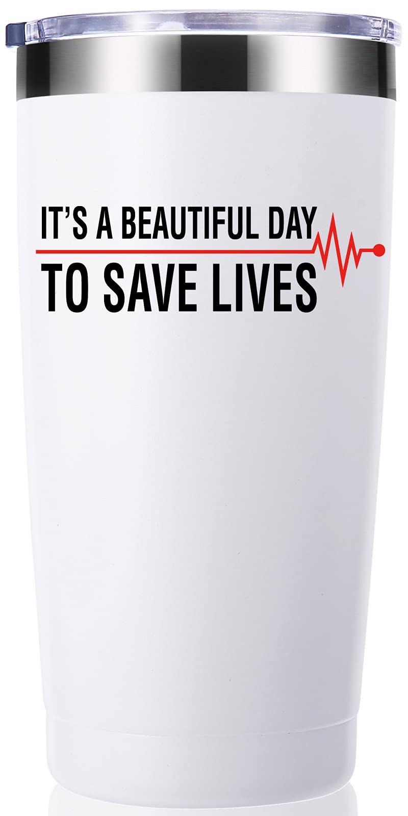 momocici It is a Beautiful Day to Save Lives 20 OZ Tumbler.Nurse Gifts,Doctor Gifts,Medical Practitioners Gifts.Birthday,Christmas,Graduation Gifts for Men,Women Friends Mug(White)