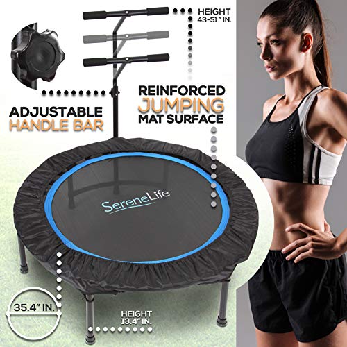 SereneLife 40 Inch Cardio Trampoline with Handrail