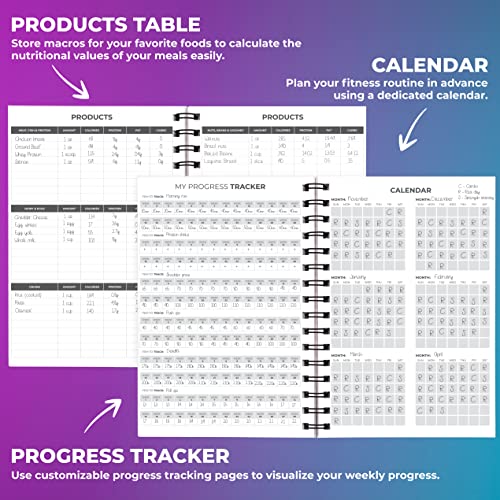 Clever Fox Fitness Journal Workout Log Book - Daily Fitness Planner Workout Journal for Women and Men. Spiral-Bound, Laminated Cover, Thick Pages, A5 (Black & White)