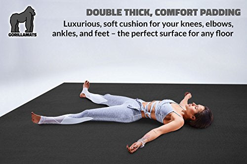 Gorilla Mats Premium Large Yoga Mat – 6' x 4' x 8mm Extra Thick & Ultra Comfortable, Non-Slip Barefoot Exercise Mat – Works Great on Any Floor for Stretching, Cardio or Home Workouts