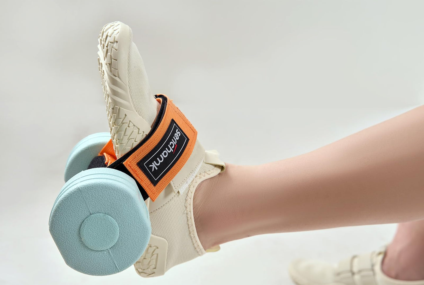 Feet Dumbbell Attachment, Tibialis Trainer Ankle Straps for Feet Weight Lifting Shin Splint, Hamstring Curls, Leg Curl Attachment at Home Gym Equipment Orange 2pc