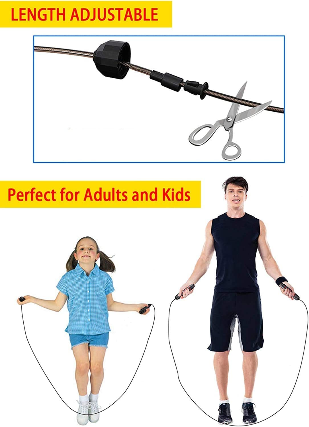 Redify Jump Rope,Jump Ropes for Fitness for Women Men and Kids,Speed Jumping Rope for Workout with Ball Bearings,Adjustable Skipping Rope for Exercise&Slim Body at Home School Gym (Red,Black)