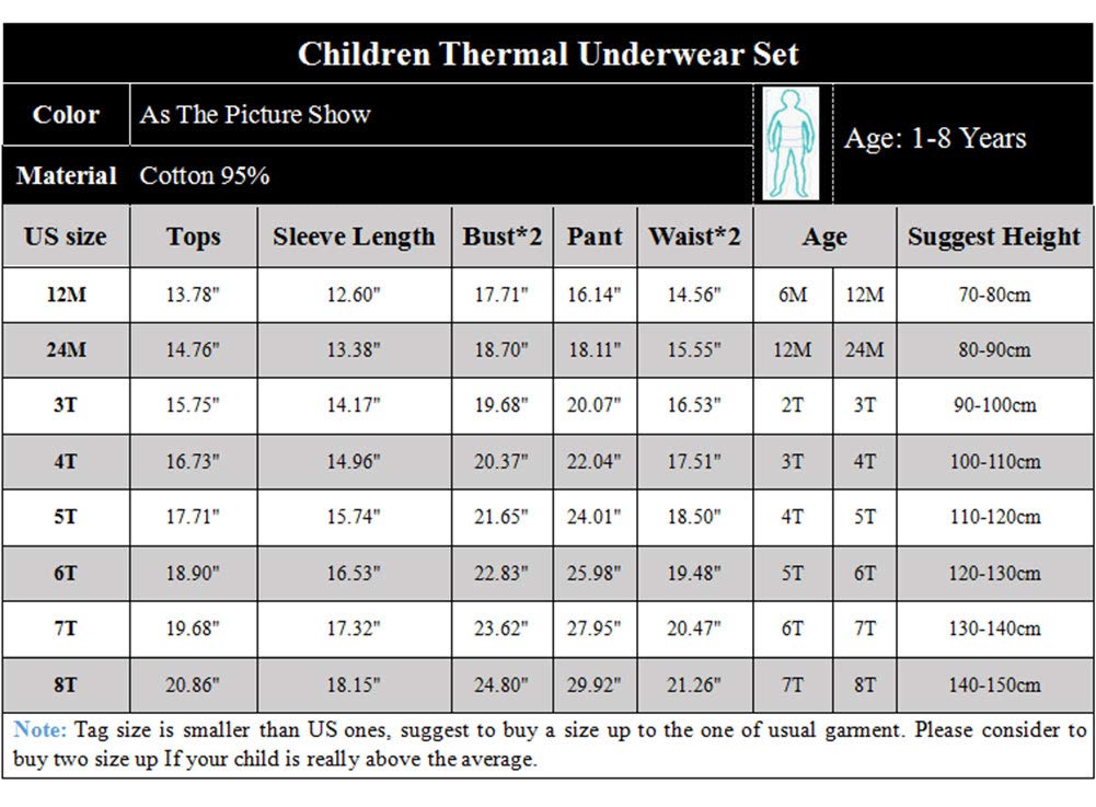 JWWN Toddler Boys Girls Thermal Underwear Long Sleeve T-shirt Leggings 2Pcs Kids Winter Base Layer Set, (Gray,3Years)