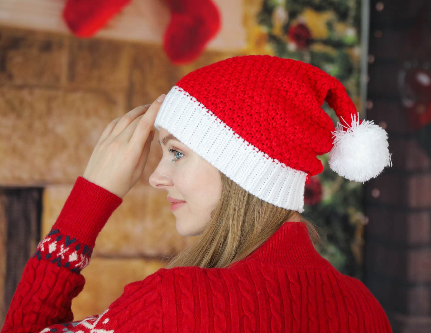 HINDAWI Santa Hats for Adults Christmas Hat Beanie Winter Women Men Knitted Ski Knit Caps