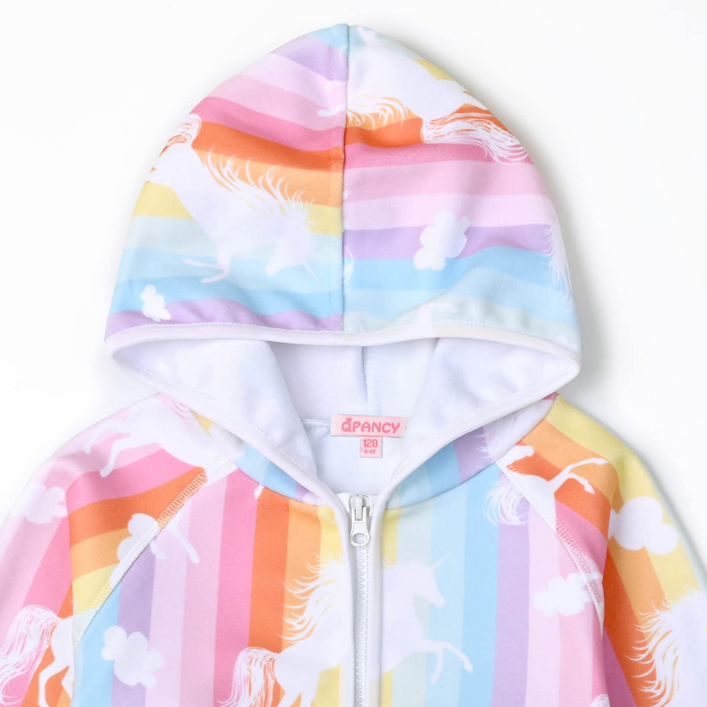 QPANCY Girls Rainbow Unicorn Zip Up Jackets Fleece Sweatshirts Kids Hoodie Fall Winter Clothes,Size 8 9