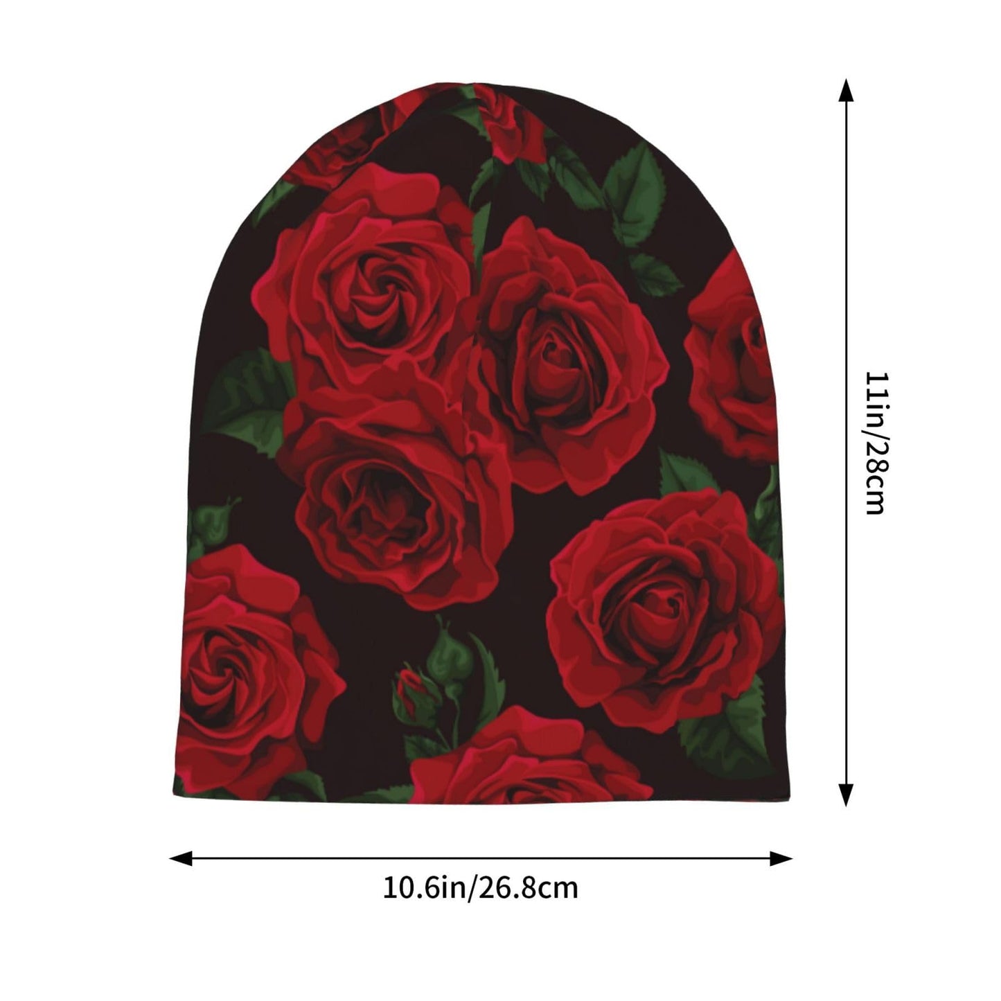 Red Rose Trendy Floral Beanie Hat Slouchy Cap Warm Cancer Headwear Stretch Knitted Hats for Women Men