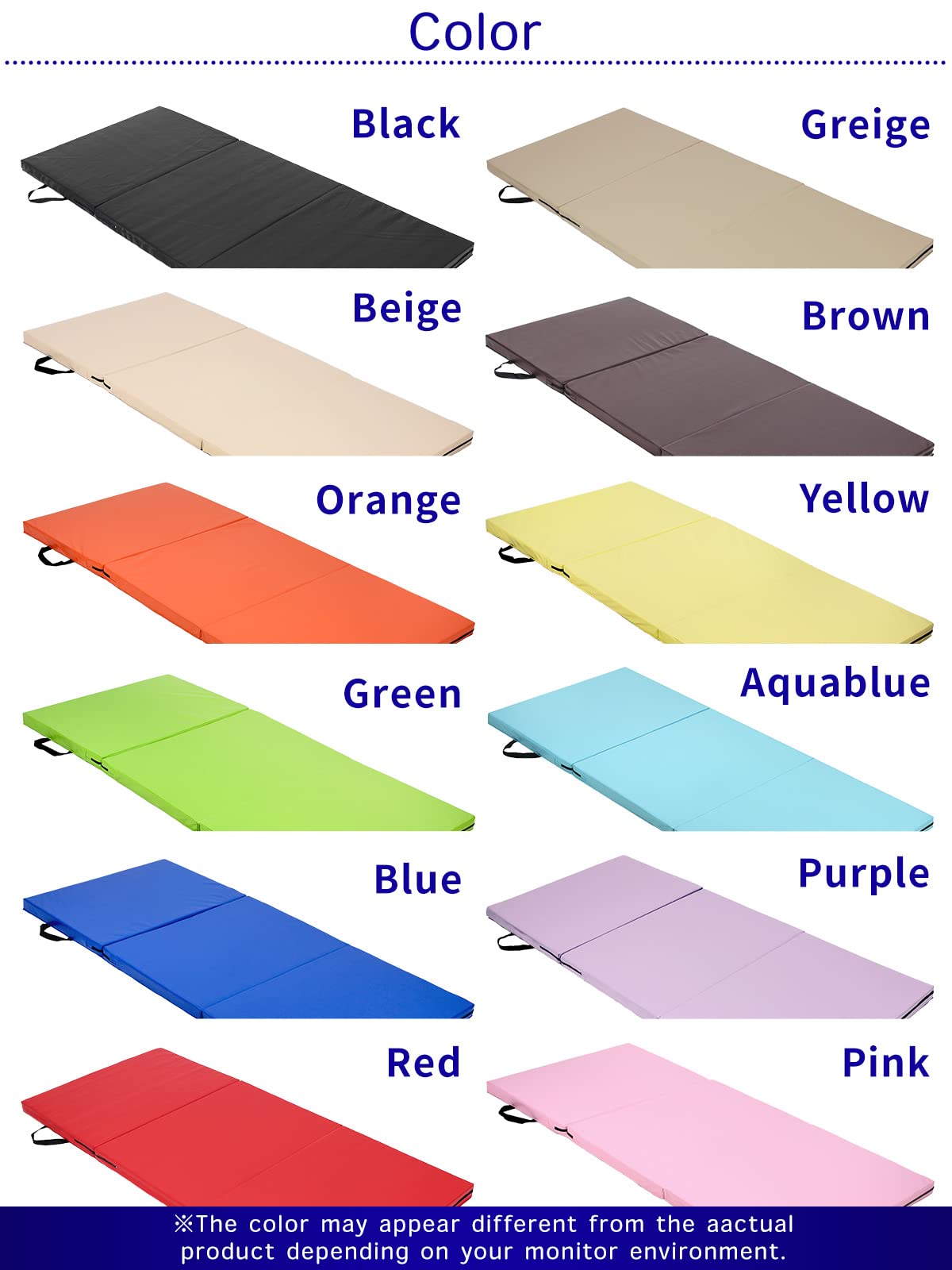 KaRaDaStyle Gymnastics Mat 3-Folding Stretch Mats 71"x31"x2" Exercise Muscle Training Children Play Horizontal Bar Mat Yoga Sports Soundproof Home Use (Black/3-fold)