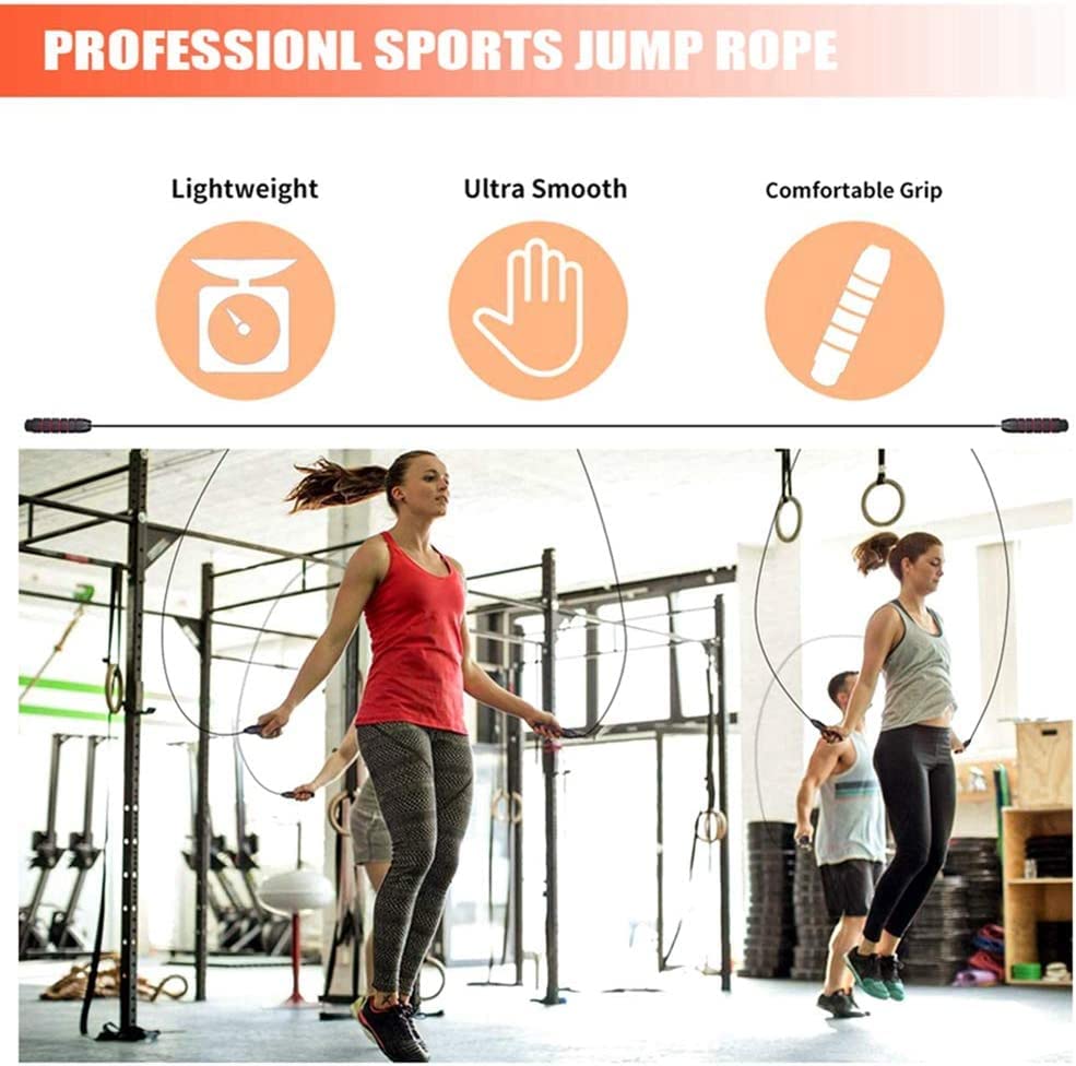 Redify Jump Rope,Jump Ropes for Fitness for Women Men and Kids,Speed Jumping Rope for Workout with Ball Bearings,Adjustable Skipping Rope for Exercise&Slim Body at Home School Gym (Red,Black)