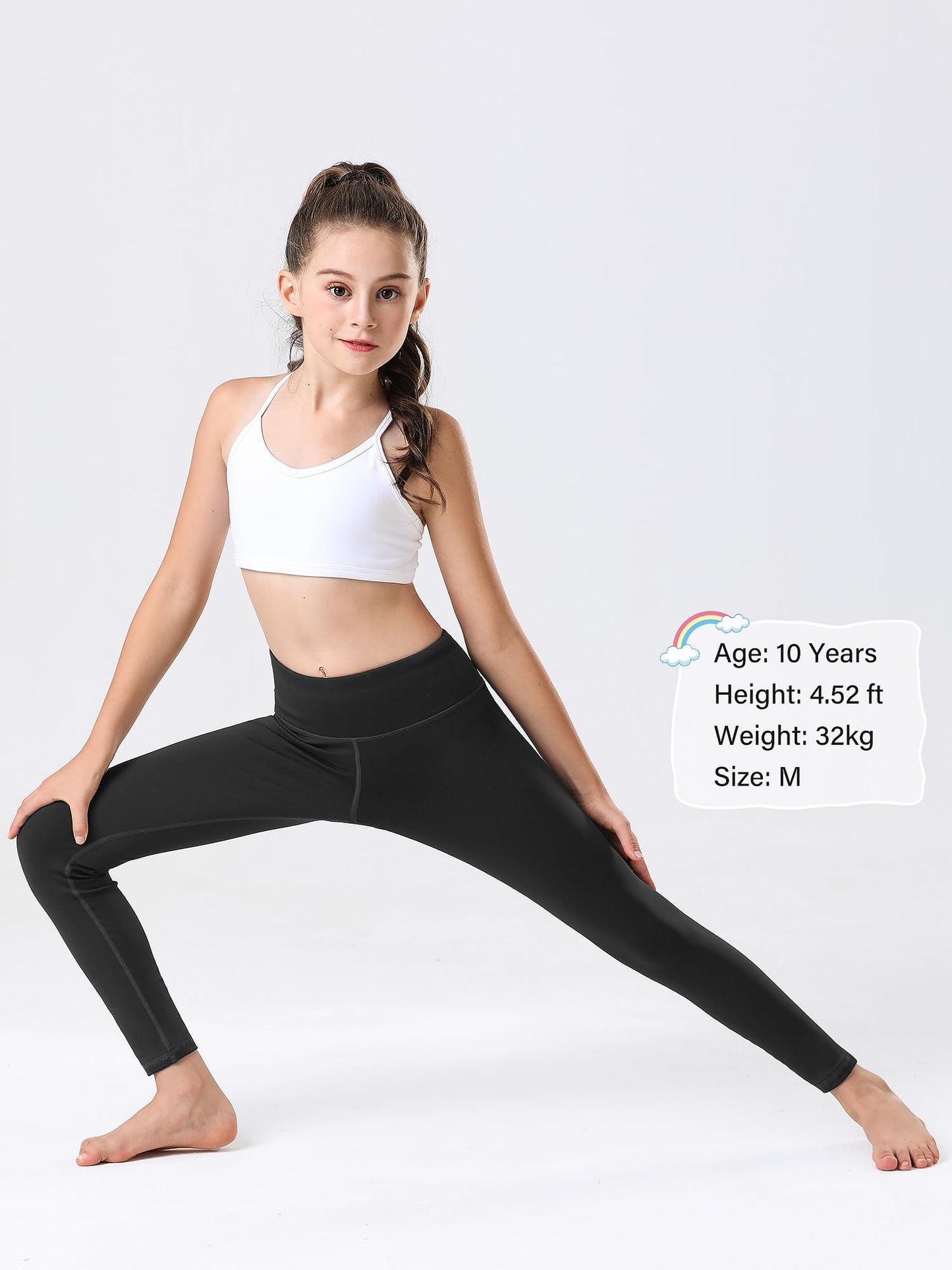 Stelle Girl's Fleece Lined Leggings Youth High Waist Warm Winter Athletic Yoga Pants with Hidden Pocket (Black,M)