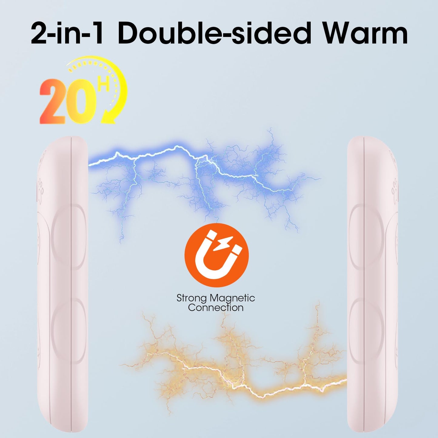 Rechargeable Hand Warmers 2 Pack, WXX 2 in 1 Electric Hand Warmer, 6000mAh Portable Pocket Warmers Dual-Sided Safe Heating, Electronic Winter Gifts for Men Women Kids, Golf, Outdoors, Fishing Pink