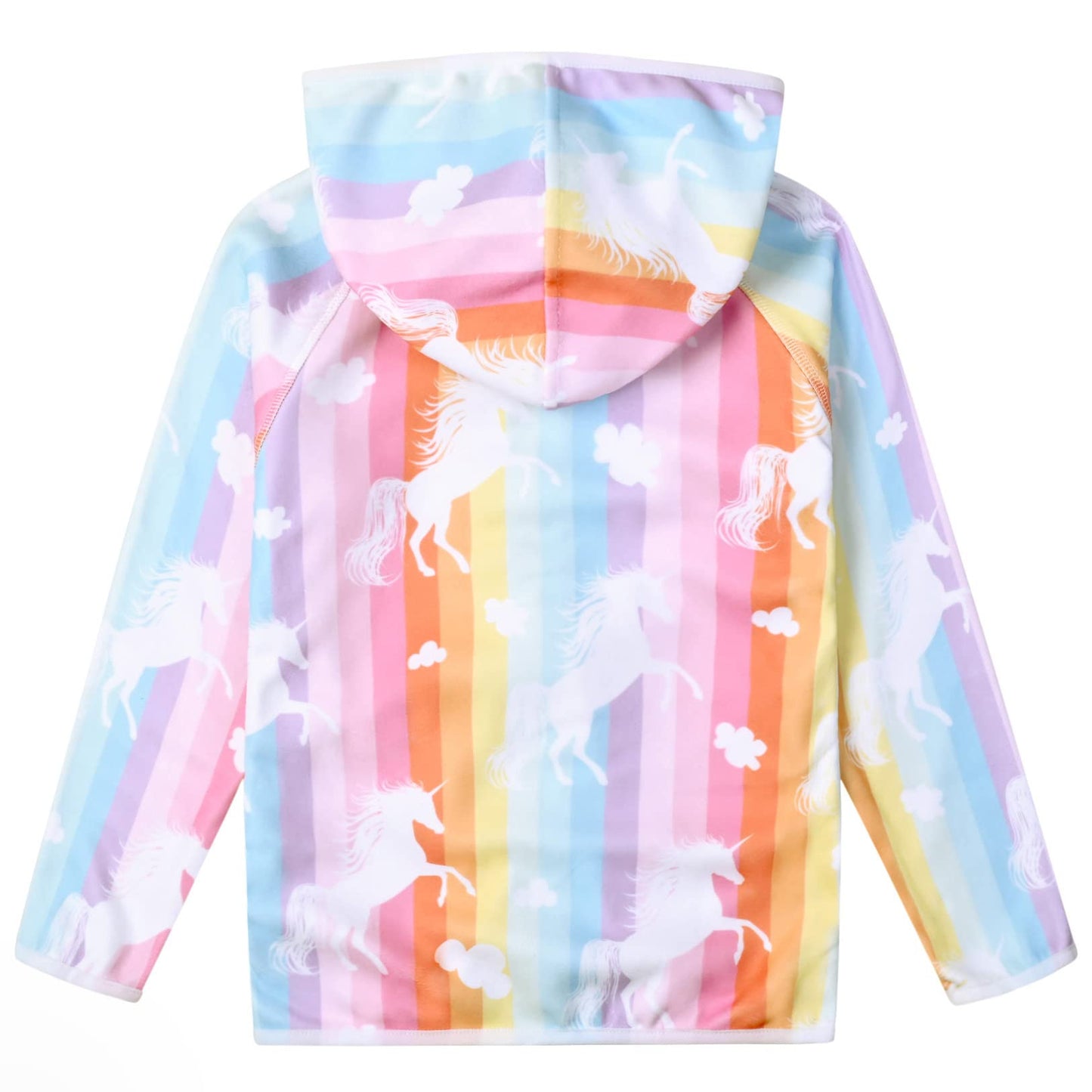 QPANCY Girls Rainbow Unicorn Zip Up Jackets Fleece Sweatshirts Kids Hoodie Fall Winter Clothes,Size 8 9