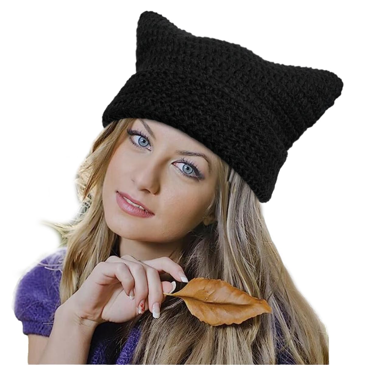 Women Beanie Warm Winter Hats, Soft Knit Lazy Beanie for Women, Women Cat Beanie，Women Fox hat, Slouchy Beanies for Women