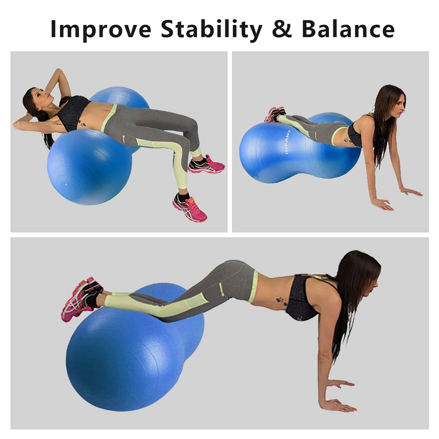 INPANY Peanut Ball - Anti Burst Exercise Ball for Labor Birthing, Physical Therapy for Kids, Core Strength, Flexible Seating, Home & Gym Fintness, sensory chair Wiggle Seat for Girls and Boys