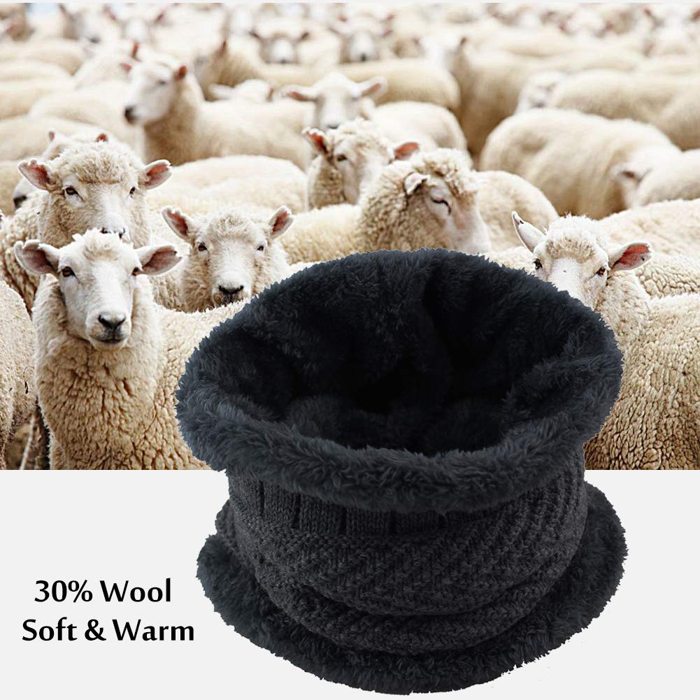 30% Wool Winter Beanie w/Visor & Earflaps for Men Outdoor Fleece Hat Scarf Set