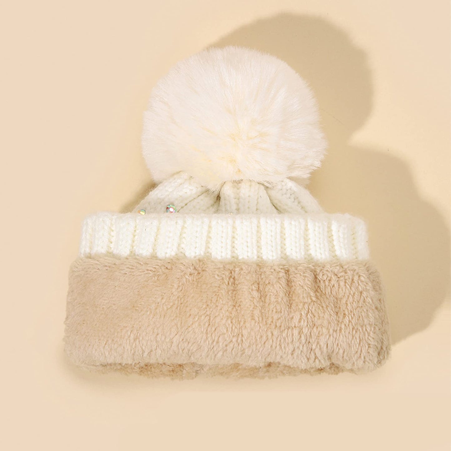 BOLLEY JOSS Womens Winter Beanies Glitter Sequins Colorful Knit Faux Fur Pompoms Beanie Hats Shiny Bling Skull Ski Cap