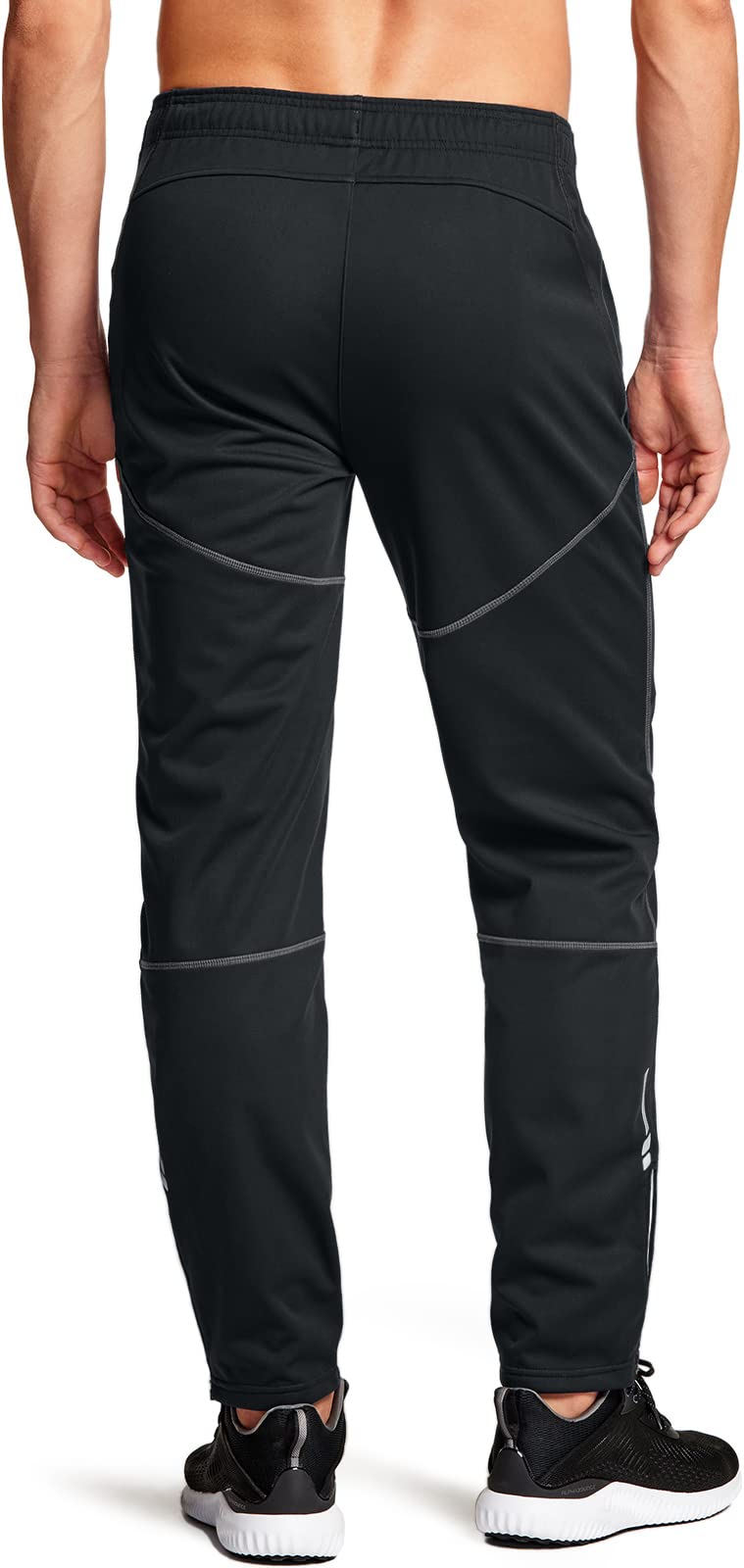 TSLA Men's Thermal Windproof Cycling Pants, Fleece Lined Outdoor Bike Pants, Winter Cold Weather Running Pants, Cycling Pants Black & Grey, XX-Large