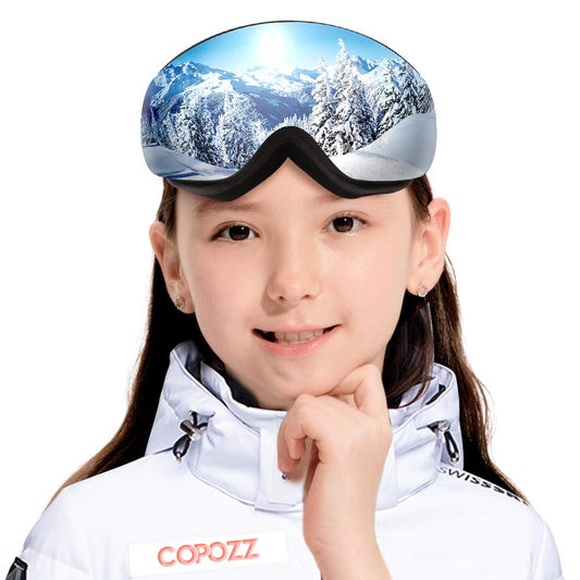 COPOZZ Ski Goggles Kids Magnetic Lens, Youth Snowboard Snow Goggles for Boys Girls Age 2-12,OTG UV400 Helmet Compatible