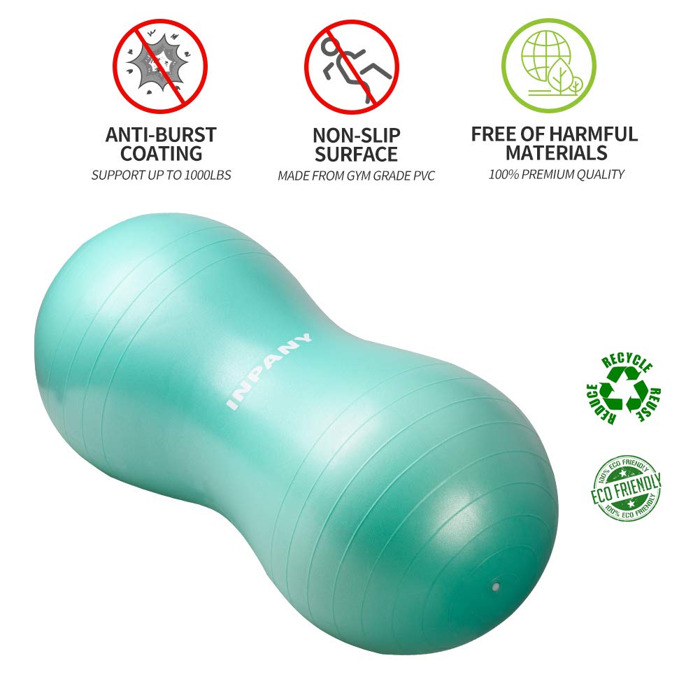 INPANY Peanut Ball - Anti Burst Exercise Ball for Labor Birthing, Physical Therapy for kids, Core Strength, Home & Gym Fintness (Include Pump)