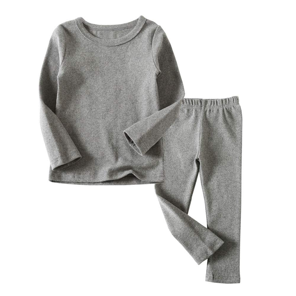 JWWN Toddler Boys Girls Thermal Underwear Long Sleeve T-shirt Leggings 2Pcs Kids Winter Base Layer Set, (Gray,3Years)