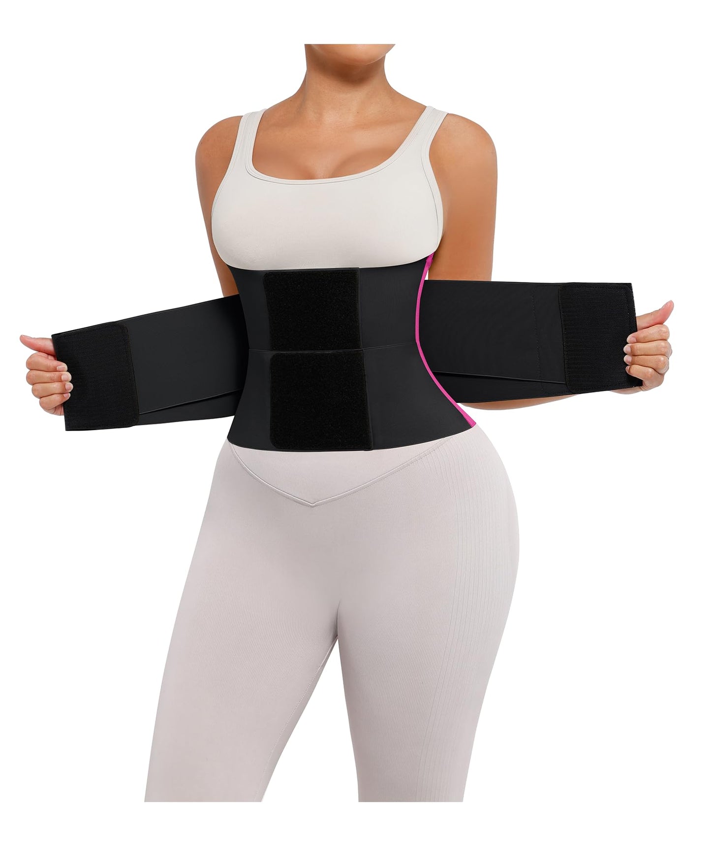 FeelinGirl Workout Waist Trainer Cincher Neoprene Postnatal Shaper Tummy Slimmer Plus Size for Women Rose Red XS
