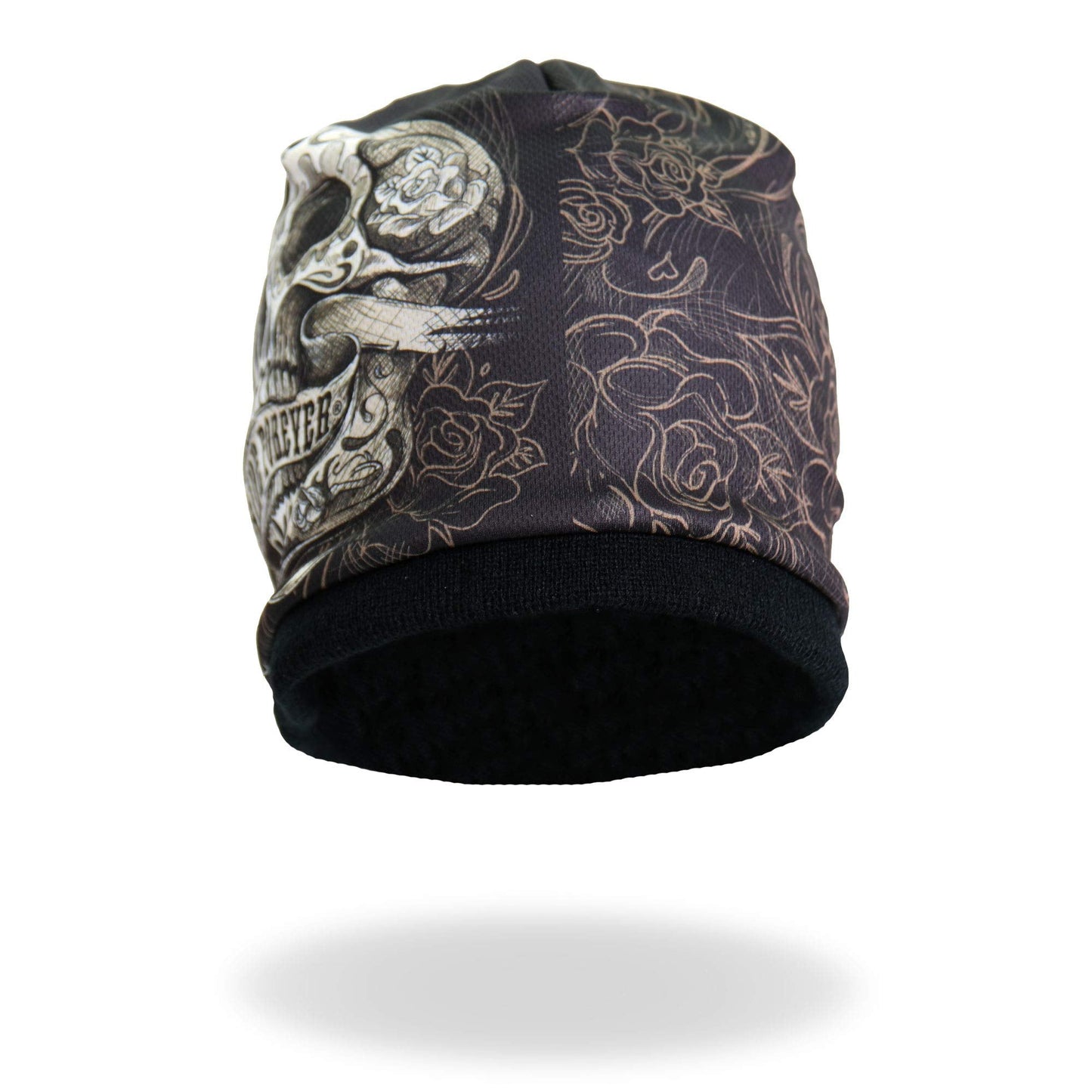 Hot Leathers Banner Skull Beanie (Black, One Size)