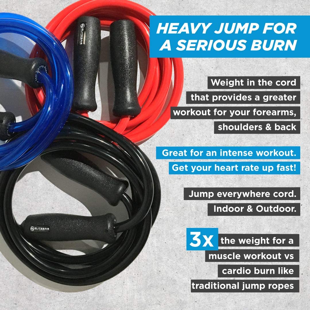 Elite Jumps, Muay Thai 2.0 Weighted Jump Rope - Heavy 1.3lb PVC Drag Rope (10ft)