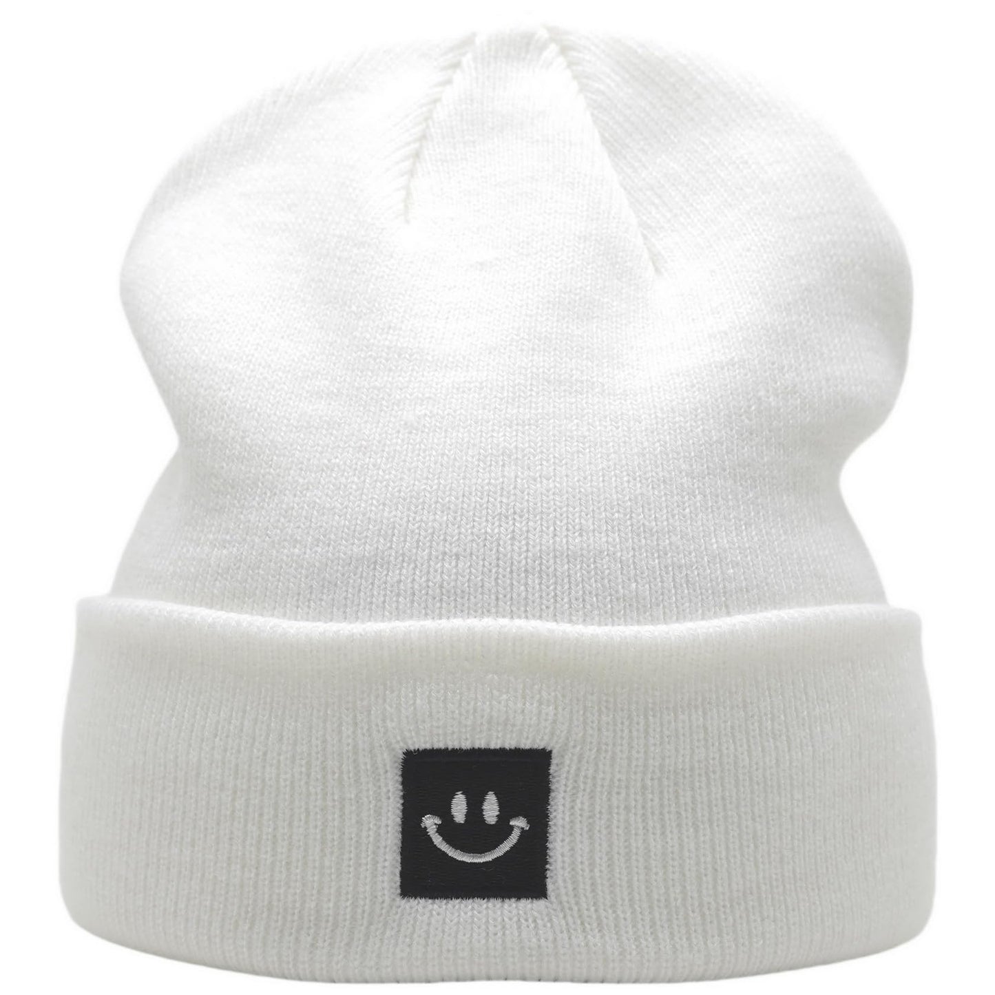 55cube Beanie Hats for Men Women White