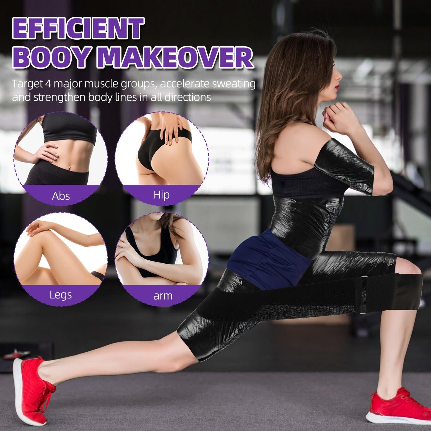Hayunfiys 4 Rolls 60 Meters Black Osmotic Plastic Body Wrap Exercise & Fitness Sweat Enhancer Anti-Shedding Yoga Training Band Set, DIY Sauna Wrap Pilates Workout & Sweat Resistant Stomach Wrap