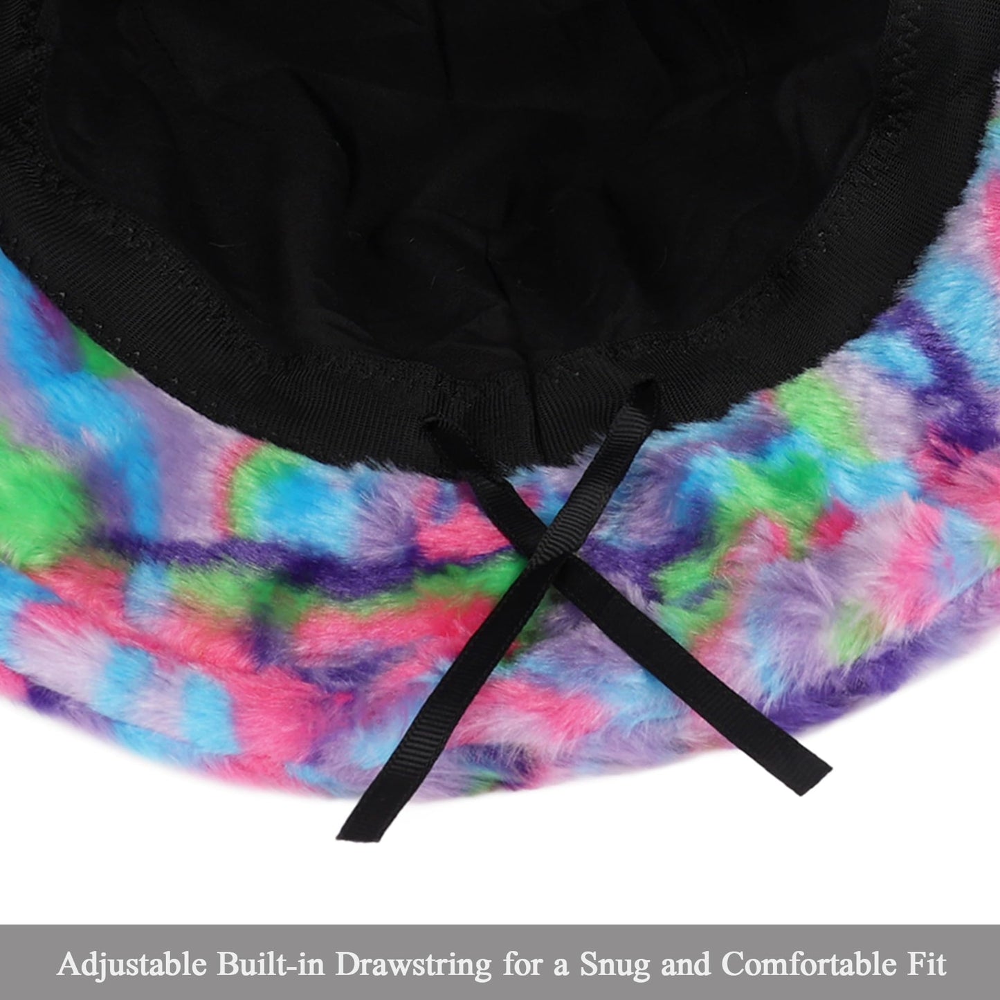 Winter Fluffy Fuzzy Bucket Hat Plush Furry Faux Fur Fisherman Hats Warm Hat for Women (Multicolor Purple)