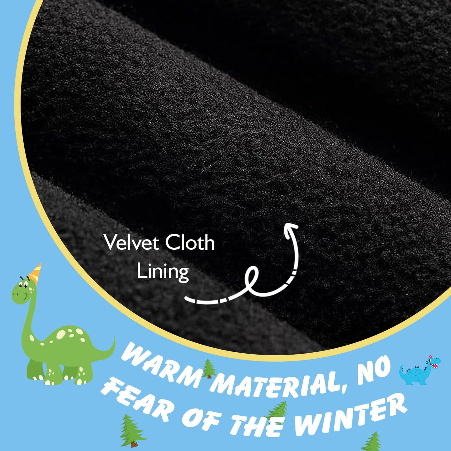 MoKo Toddlers Winter Mittens, Non-Slip Waterproof Snow Gloves Dinosaur with Zipper Warm Velvet Cloth Ski Gloves for Ages 4-5 Todder Baby Girls and Boys Winter Gloves for Skiing Outdoor, S, Black
