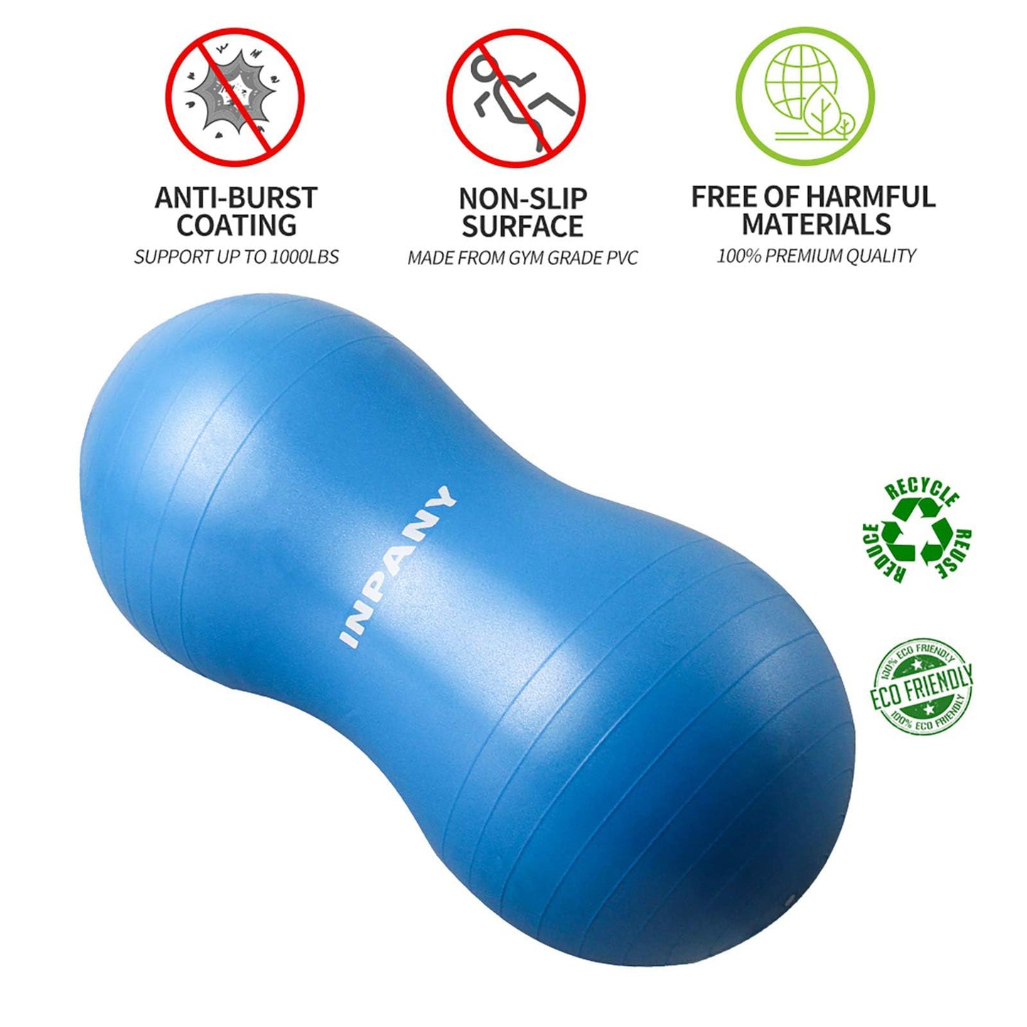 INPANY Peanut Ball - Anti Burst Exercise Ball for Labor Birthing, Physical Therapy for Kids, Core Strength, Flexible Seating, Home & Gym Fintness, sensory chair Wiggle Seat for Girls and Boys