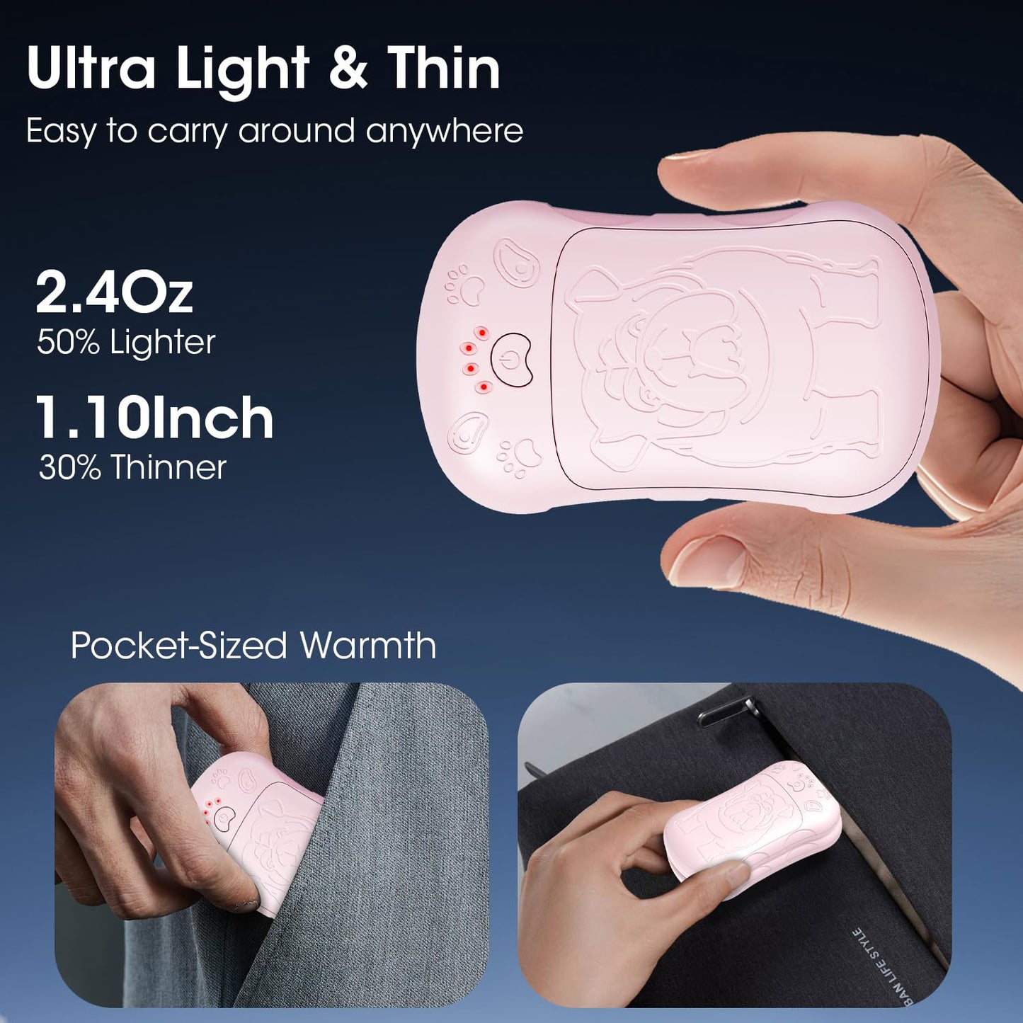 OLV Hand Warmers Rechargeable 2 Pack Strong Magnetic 18Hrs Longer Heating Portable Pocket-Sized Hand Warmer 6000mAh USB Hot Heater Birthday Gifts for Men Women Camping,Golf,Hunting,Travel Essentials