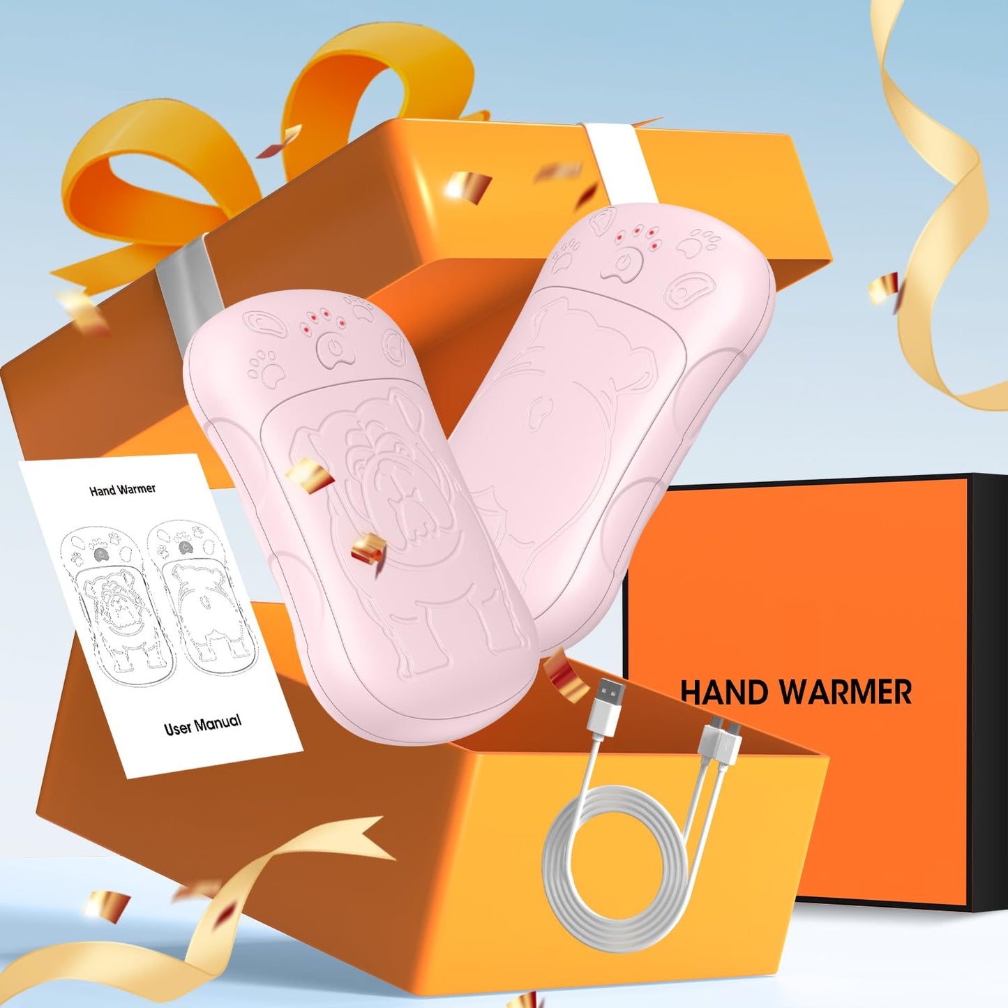 OLV Hand Warmers Rechargeable 2 Pack Strong Magnetic 18Hrs Longer Heating Portable Pocket-Sized Hand Warmer 6000mAh USB Hot Heater Birthday Gifts for Men Women Camping,Golf,Hunting,Travel Essentials