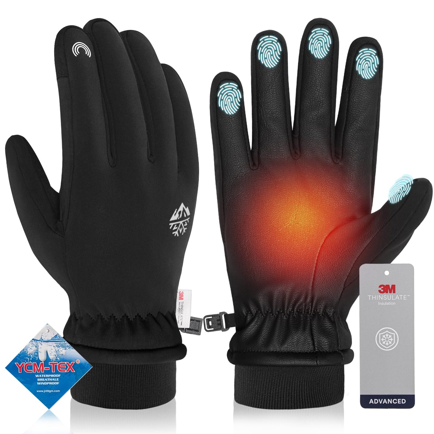 Waterproof Winter Gloves for Men & Women Thermal Snow Gloves for Cold Weather Warm Gloves Made with 3M Thinsulate Insulated Windproof Touchscreen Anti-Slip for Skiing Running Hiking Cycling Walking