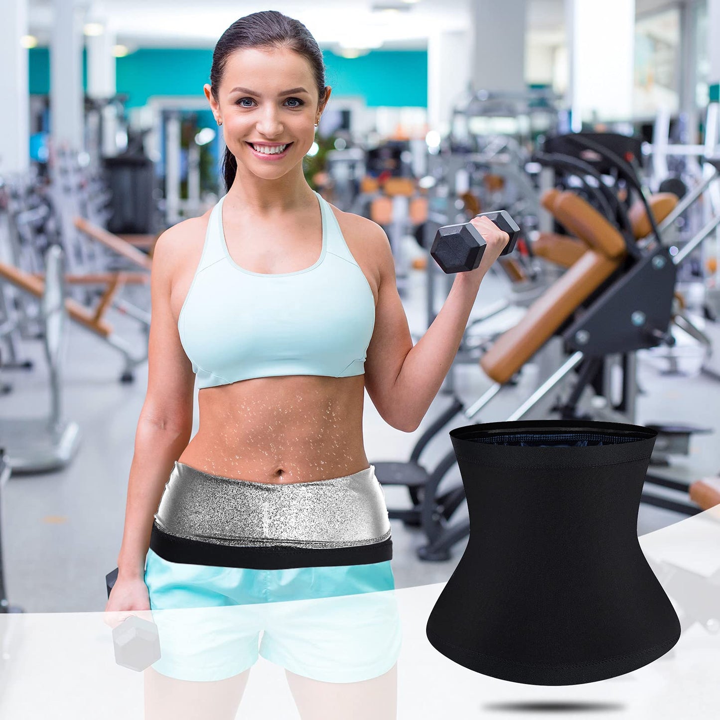 Geyoga Waist Trimmer Sweat Waist Trainer Wrap Stomach Wraps for Women Bodybuilding (Silver Inner,S)